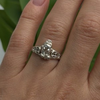 Vintage 925 Sterling Silver Frog Ring Size 7.5