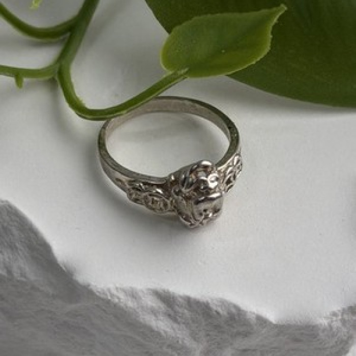 Vintage 925 Sterling Silver Frog Ring Size 7.5