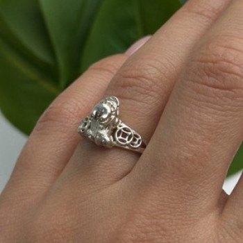Vintage 925 Sterling Silver Frog Ring Size 7.5