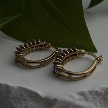 925 Sterling Silver Gold Plated Ruby Earrings