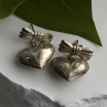 Vintage Heart with Bow Dangle 925 Sterling Silver Earrings