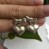Vintage Heart with Bow Dangle 925 Sterling Silver Earrings