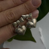 Vintage Heart with Bow Dangle 925 Sterling Silver Earrings