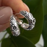 Vintage Floral Hoop Engraved Boho Western 925 Sterling Silver Earrings
