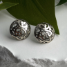Vintage Scroll Stud Ornate Filigree Dome 925 Sterling Silver Earrings