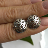 Vintage Scroll Stud Ornate Filigree Dome 925 Sterling Silver Earrings