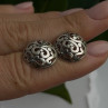 Vintage Scroll Stud Ornate Filigree Dome 925 Sterling Silver Earrings
