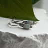 Art Deco Vintage 925 Sterling Silver Opal & Beryl Drop Earrings
