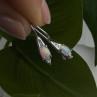 Art Deco Vintage 925 Sterling Silver Opal & Beryl Drop Earrings