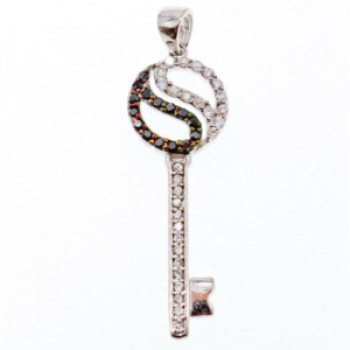 925 Sterling Silver Black & White CZ 