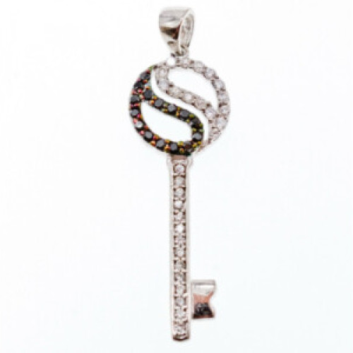 925 Sterling Silver Black & White CZ 