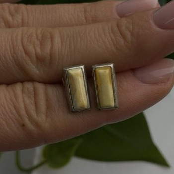 Vintage 925 Sterling Silver Golden Yellow Mother of Pearl Earrings