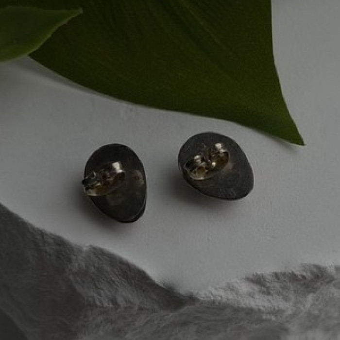 Vintage 925 Sterling Silver Larimar Stud Earrings