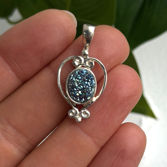 Sajen 925 Sterling Silver Blue Marcasite Artisan Pendant