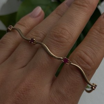 Elegant 925 Sterling Silver Gold Plated Ruby Bracelet 7