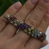 Luxury Rainbow Tennis 925 Sterling Silver Multicolor Gemstones Bracelet 7