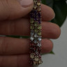 Luxury Rainbow Tennis 925 Sterling Silver Multicolor Gemstones Bracelet 7