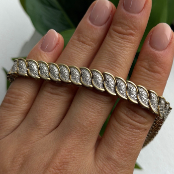 925 Sterling Silver Gold Tone Diamond Tennis Bracelet 7