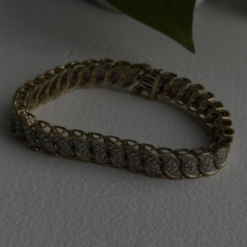 925 Sterling Silver Gold Tone Diamond Tennis Bracelet 7