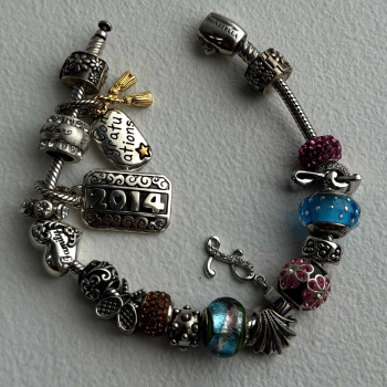 Donatella 925 Sterling Silver 19 Charms Bracelet