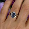 Elegant 10K Yellow Gold Blue Topaz & Diamond Ring Size 7