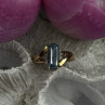Elegant 10K Yellow Gold Blue Topaz & Diamond Ring Size 7