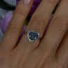 14K White Gold Heart Blue & White Diamonds Ring Size 6