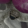 14K White Gold Heart Blue & White Diamonds Ring Size 6