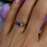 10K Yellow Gold Amethyst Filigree Design Ring Size 7.5