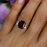 14K Yellow Gold Burgundy Red Garnet & Diamonds Ring Size 8