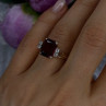 14K Yellow Gold Burgundy Red Garnet & Diamonds Ring Size 8