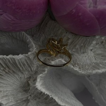 Elegant 14K Yellow Gold Opal & Diamond Heart Motif Ring Size 8.5