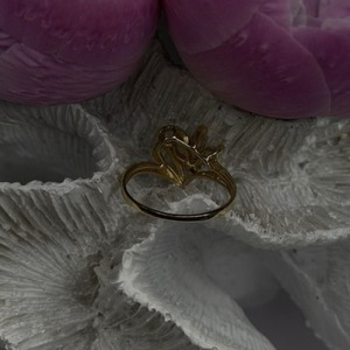 Elegant 14K Yellow Gold Opal & Diamond Heart Motif Ring Size 8.5