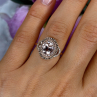 10K Rose Gold Morganite White & Chocolate Diamonds Ring Size 7