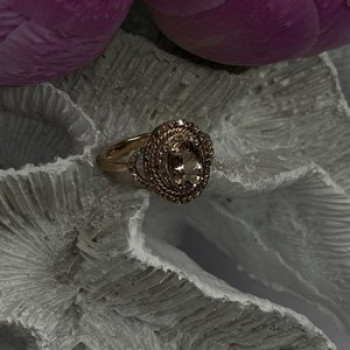 10K Rose Gold Morganite White & Chocolate Diamonds Ring Size 7