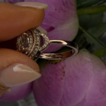 10K Rose Gold Morganite White & Chocolate Diamonds Ring Size 7