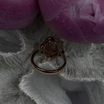 10K Rose Gold Morganite White & Chocolate Diamonds Ring Size 7