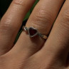 Romantic 10K White Gold Ruby & Diamonds Heart Ring Size 6.5