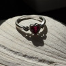 Romantic 10K White Gold Ruby & Diamonds Heart Ring Size 6.5