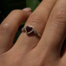 Romantic 10K White Gold Ruby & Diamonds Heart Ring Size 6.5