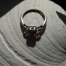 Romantic 10K White Gold Ruby & Diamonds Heart Ring Size 6.5