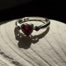 Romantic 10K White Gold Ruby & Diamonds Heart Ring Size 6.5