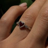 Romantic 10K White Gold Ruby & Diamonds Heart Ring Size 6.5