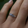10K White Gold Lavender Sapphire & Diamond Ring Size 6.5