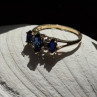 10K Yellow Gold Marquise Blue Sapphire & Diamond Ring Size 8.5