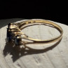 10K Yellow Gold Marquise Blue Sapphire & Diamond Ring Size 8.5