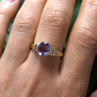 10K Yellow Gold Purple Amethyst & Diamond Ring Size 8.5