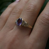 10K Yellow Gold Purple Amethyst & Diamond Ring Size 8.5