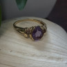 10K Yellow Gold Purple Amethyst & Diamond Ring Size 8.5