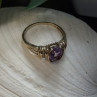 10K Yellow Gold Purple Amethyst & Diamond Ring Size 8.5